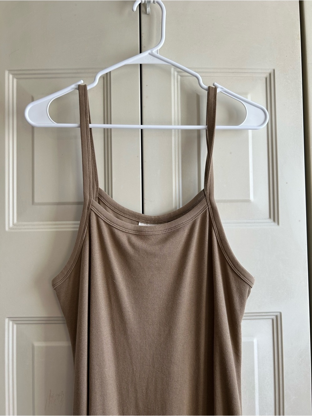 Universal Thread Tan Ribbed Maxi Dress with Spaghetti Straps